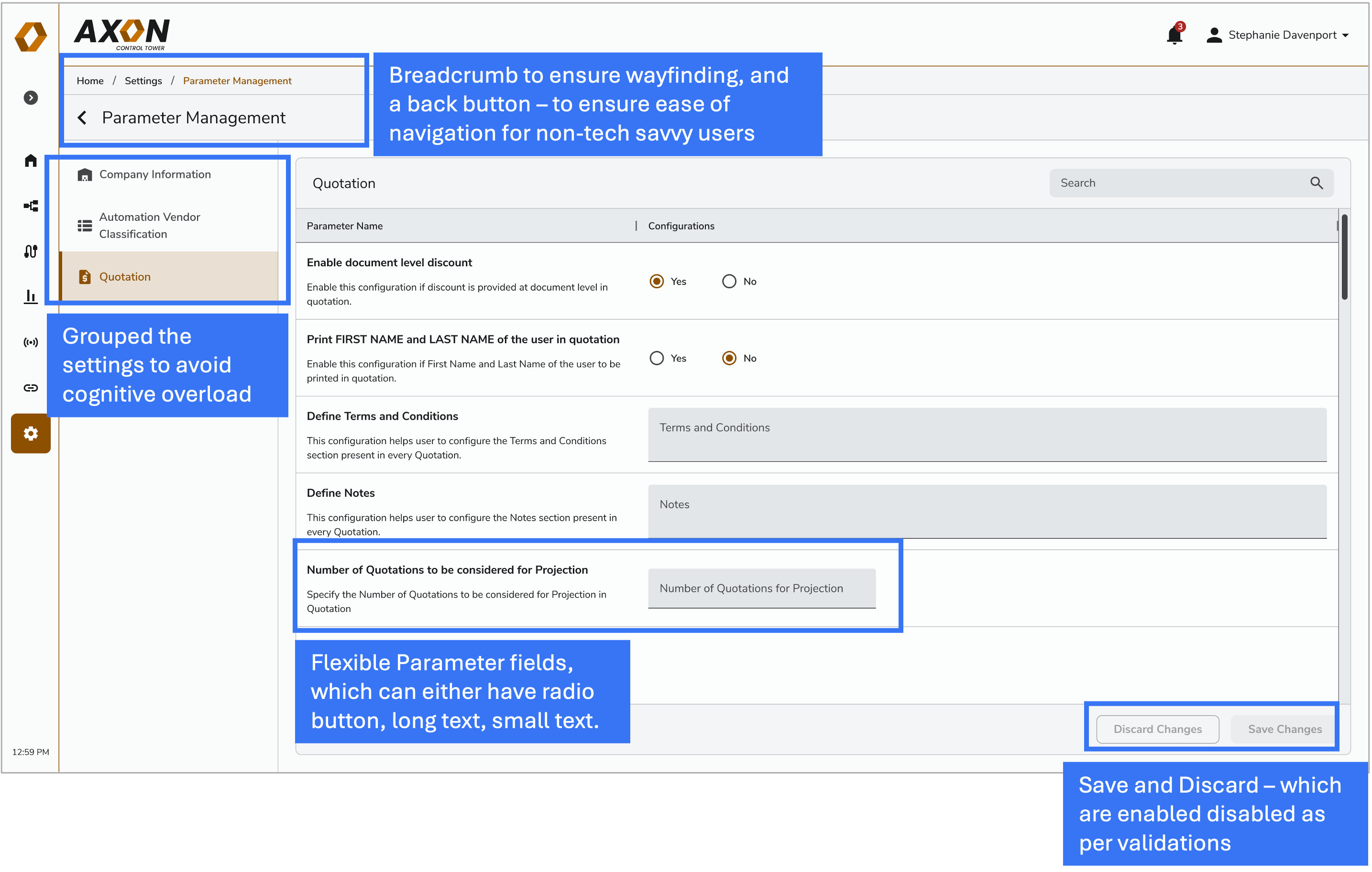 Parameter Management Interface
