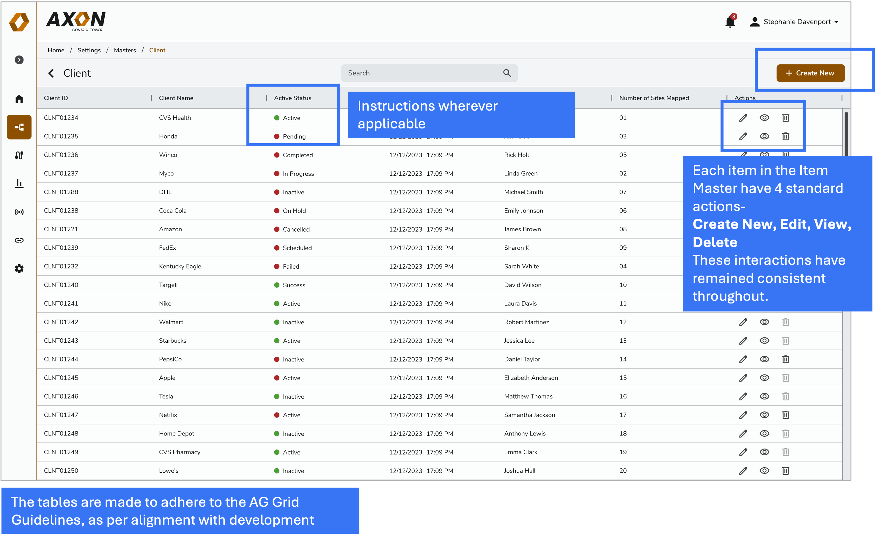 Setup Section Interface