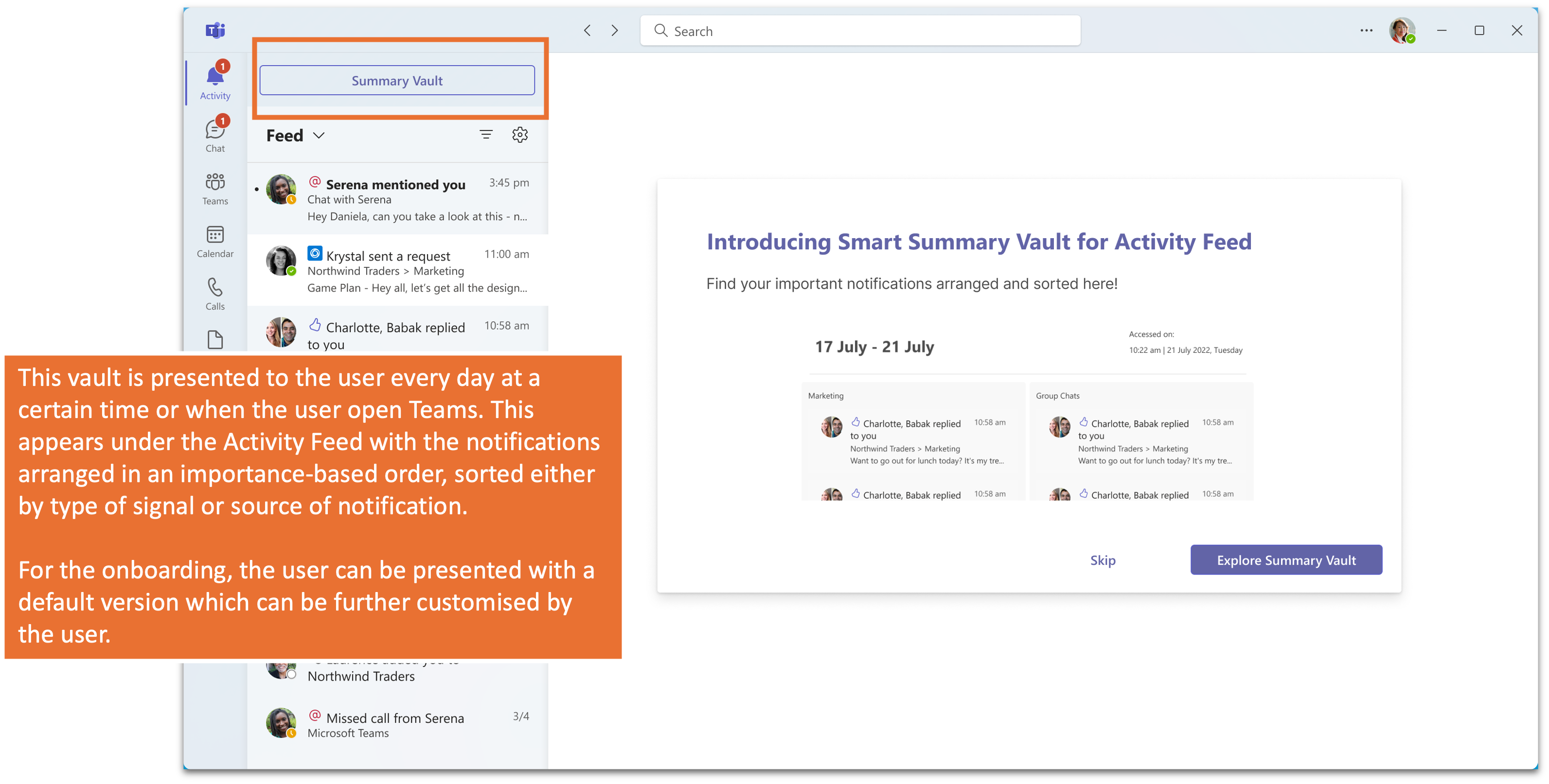 Smart Notification Vault concept showing daily summary