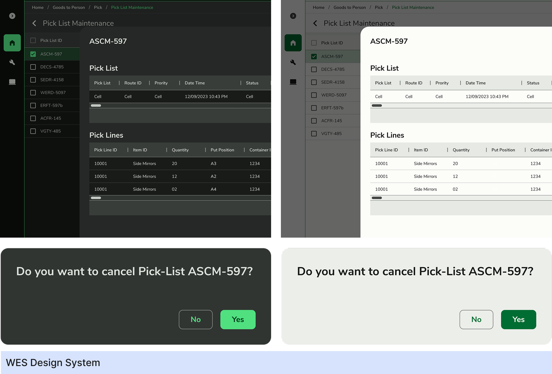 WES Design System Screens